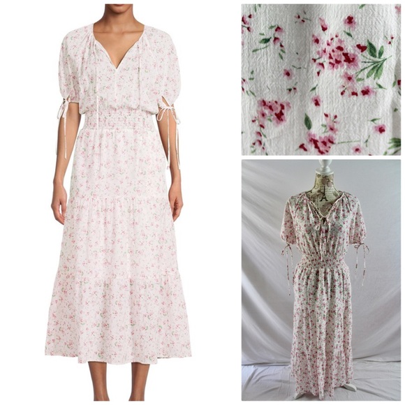 TheGet Floral Boho Peasant Cotton Maxi Dress S/M - Picture 1 of 11